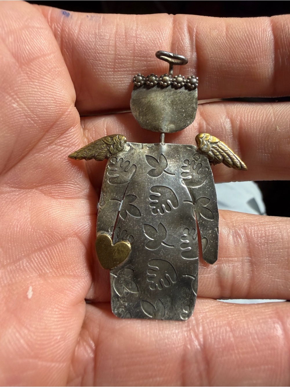 Vintage Erika Sterling Silver Angel Pin Brooch 1990s